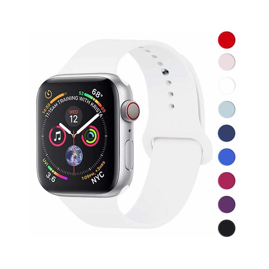 Apple Watch Belt - Silicone Strap Band for Apple Watch Series 9 8 7 6 SE 5 4 3 38/40/41/42/44/45mm Strap Band White Apparel & Accessories - Tophatter Daily Deals
