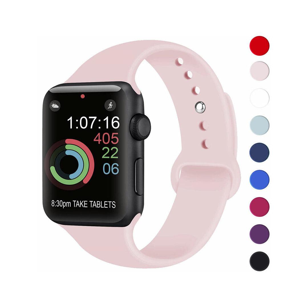 Apple Watch Belt - Silicone Strap Band for Apple Watch Series 9 8 7 6 SE 5 4 3 38/40/41/42/44/45mm Strap Band Pink Apparel & Accessories - Tophatter Daily Deals
