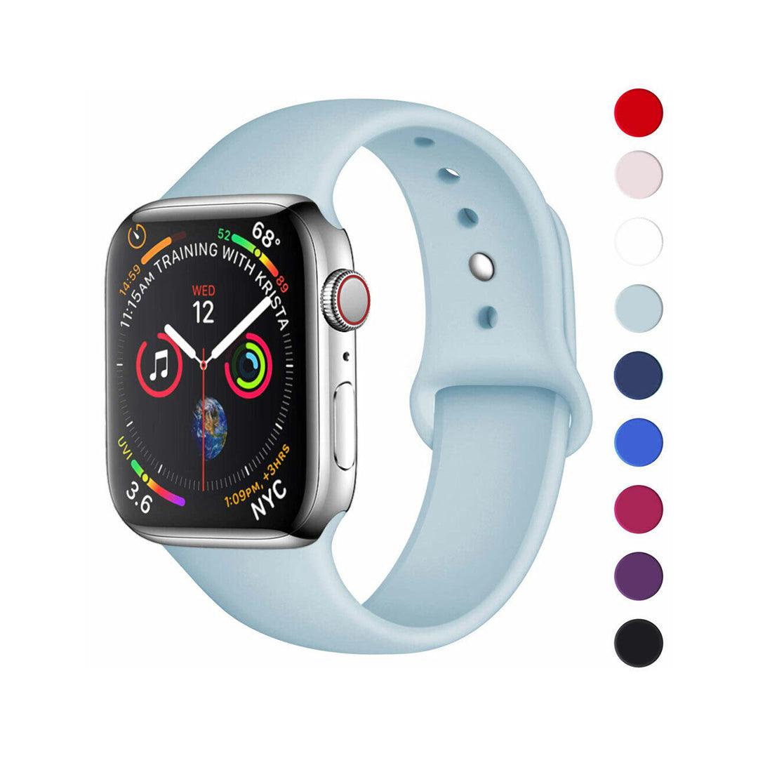 Apple Watch Belt - Silicone Strap Band for Apple Watch Series 9 8 7 6 SE 5 4 3 38/40/41/42/44/45mm Strap Band Light Blue Apparel & Accessories - Tophatter Daily Deals