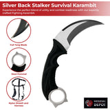 Silver Back Stalker Fixed Blade Survival Karambit knives - Tophatter Daily Deals