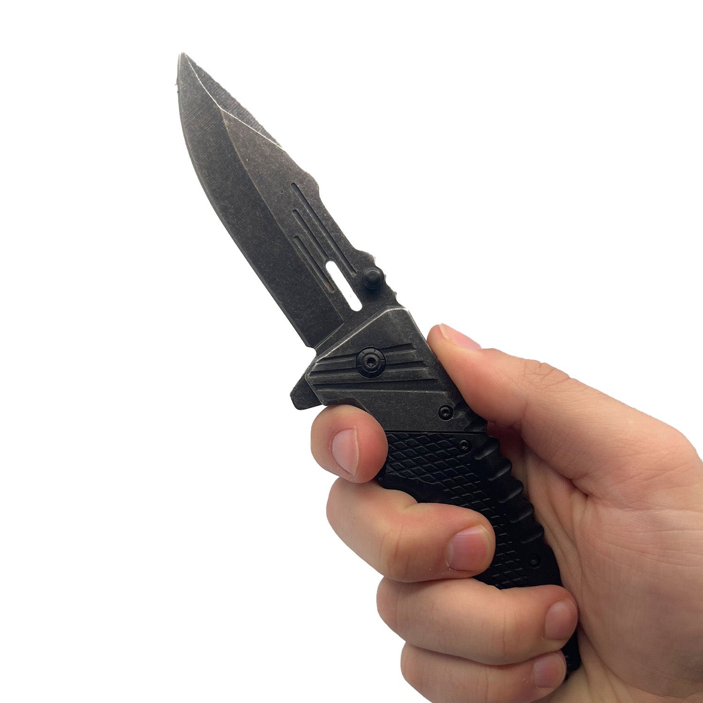 7.10" Stonewashed Spring Assisted Knife Knife - Tophatter Daily Deals