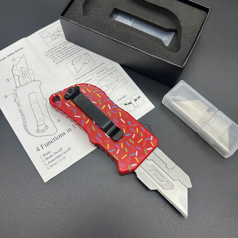 SK5 Utility Auto-Knife Red Donut - Tophatter Daily Deals