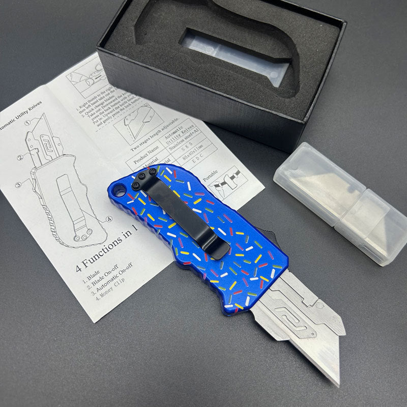 SK5 Utility Auto-Knife Blue Donut - Tophatter Daily Deals