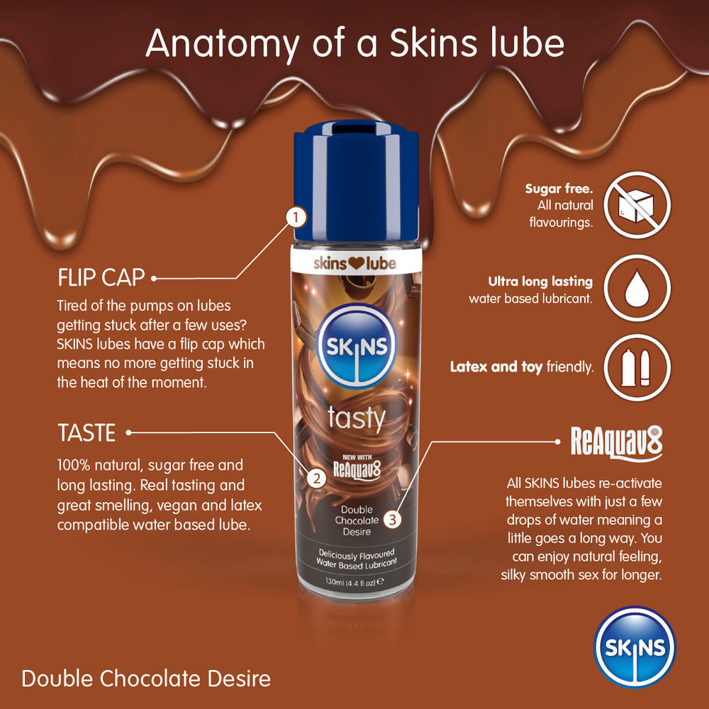 Skins Double Chocolate Desire (130ml) – Water-Based Lubricant > Lube > Flavoured - Tophatter Daily Deals