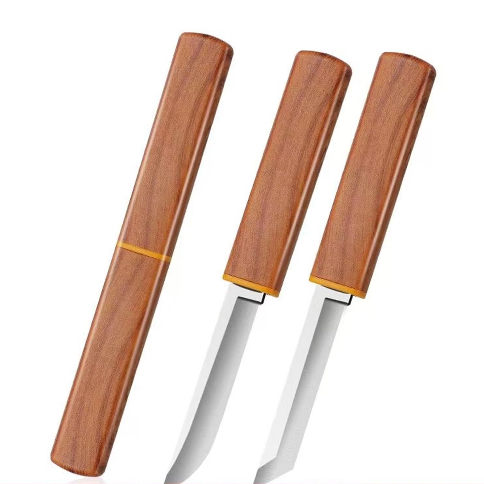 Paring knives,Portable Fruit Knife Set,Peeling Knife for Fruits and Vegetables Straight & Curved Stainless Steel ，Ultra Sharp Kitchen Knife for Camping Outdoor Brown - Tophatter Daily Deals