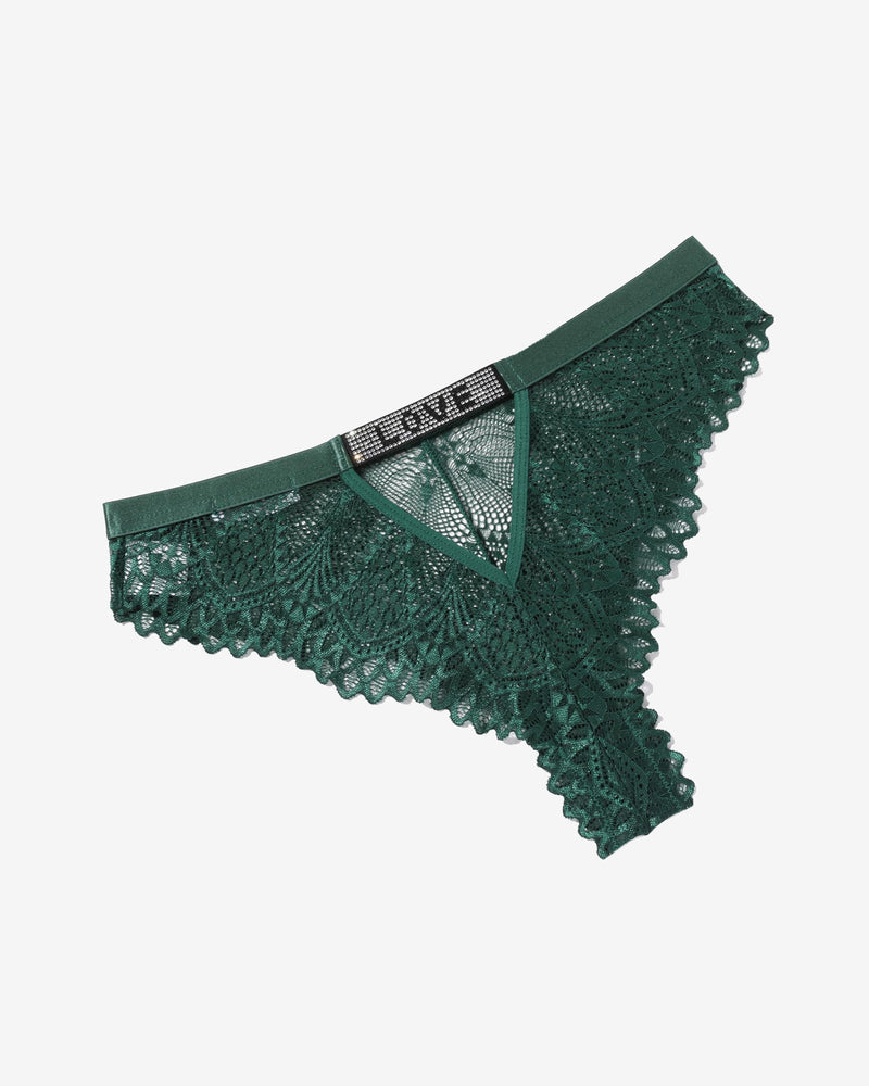 Lace Rhinestone Panty Green Lingeries-panties - Tophatter Daily Deals