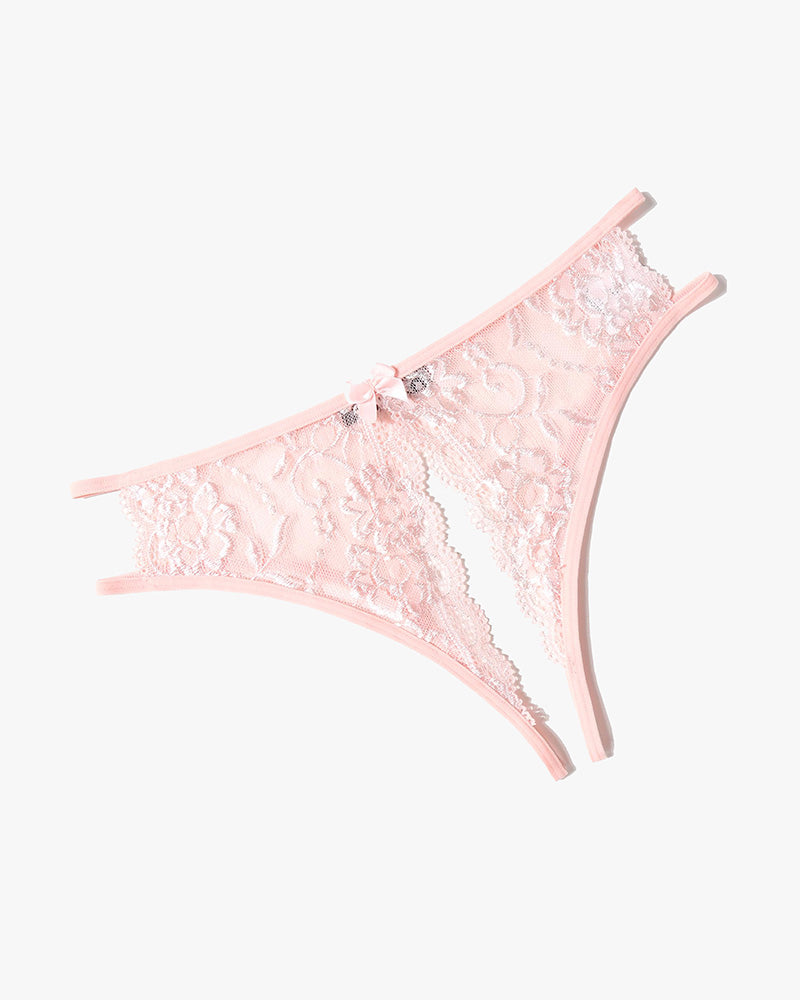 Floral Lace Panties with Bow Pink Lingeries-panties - Tophatter Daily Deals