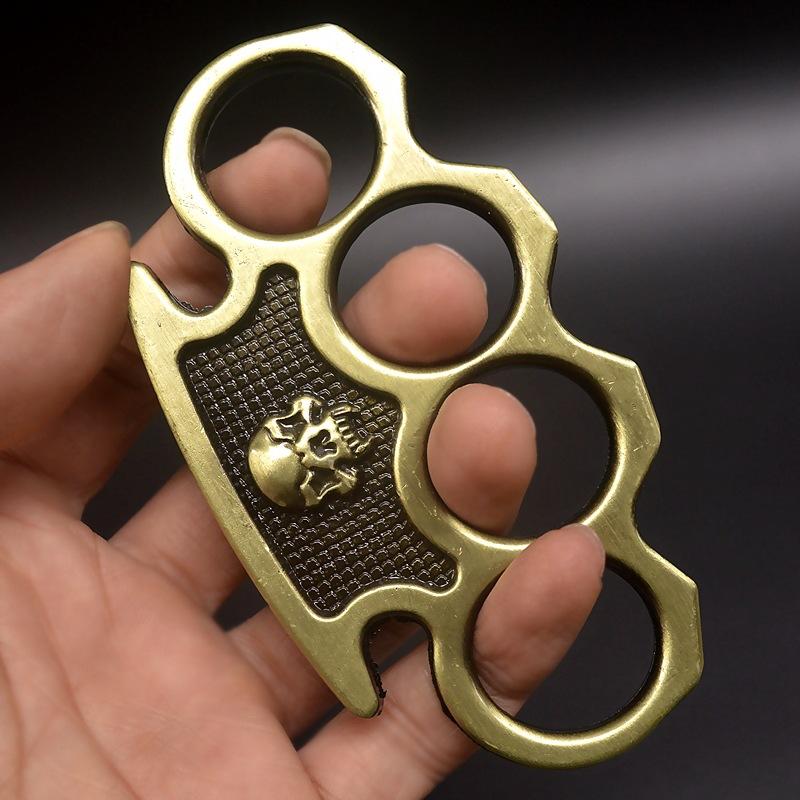 SKULL - EDC window breaker brass knuckles duster outdoor supplies Bronze - Tophatter Daily Deals