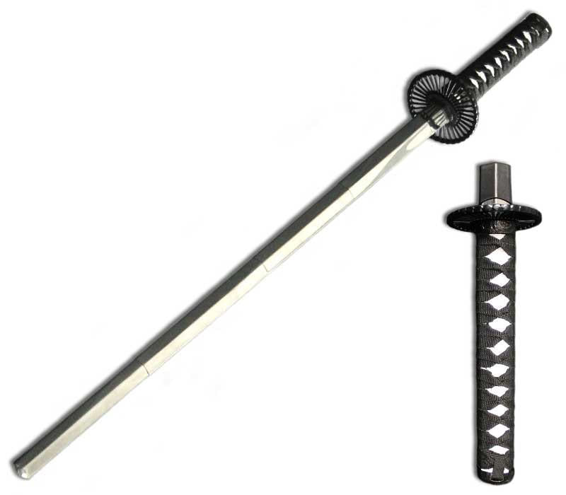 37 Inch Expandable Katana Practice Sword - Black & White - TOPHATTER'S ARMORY DEALS Collectible Weapons - Tophatter Daily Deals