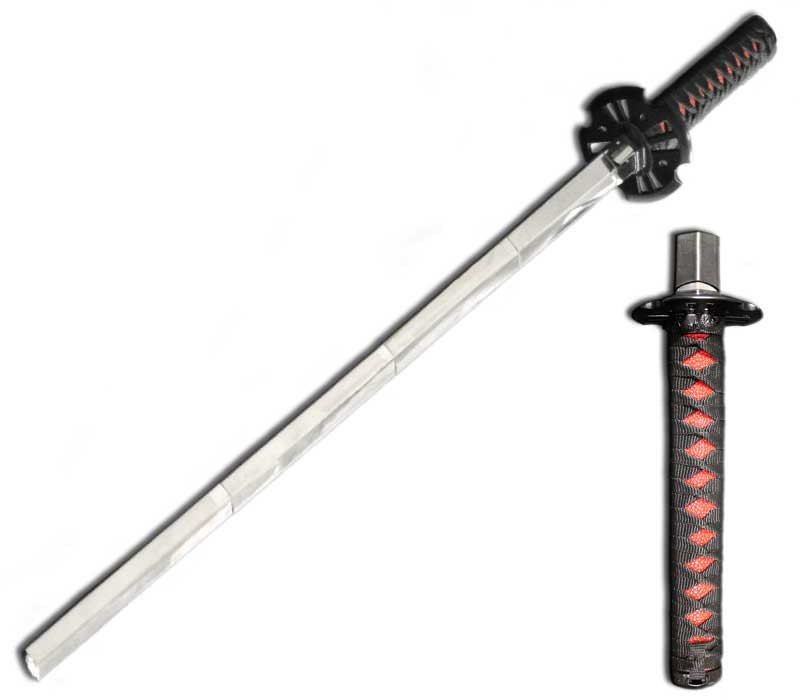 37 Inch Expandable Katana Practice Sword - Black & Red - TOPHATTER'S ARMORY DEALS Collectible Weapons - Tophatter Daily Deals