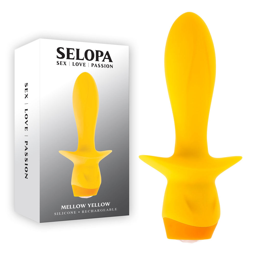 Selopa Mellow Vibrating Plug 13.5cm Waterproof Design Yellow > Anal Range > Vibrating Butt Plugs - Tophatter Daily Deals