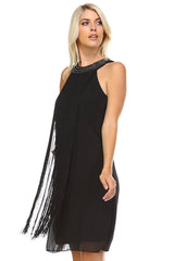 Women's Beaded Neckline Fringe Dress Dresses / Evening Gowns - Tophatter Daily Deals