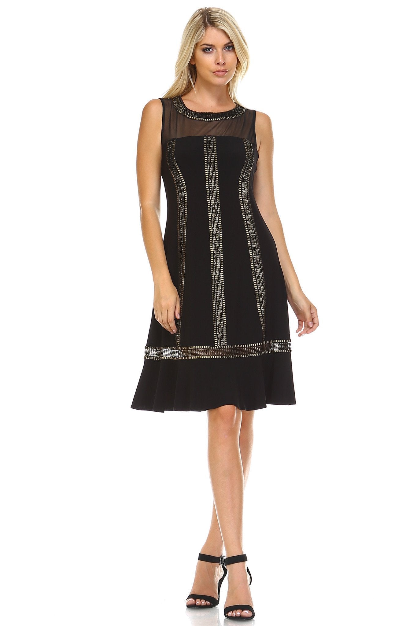 Women's Gold Detail Evening Dress Black Dresses / Evening Gowns - Tophatter Daily Deals