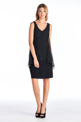 Women's Black/Gold Printed V-Neck Dress Dresses / Evening Dresses - Tophatter Daily Deals