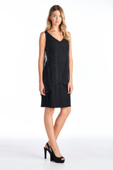 Women's Black/Gold Printed V-Neck Dress Black 95 Dresses / Evening Dresses - Tophatter Daily Deals
