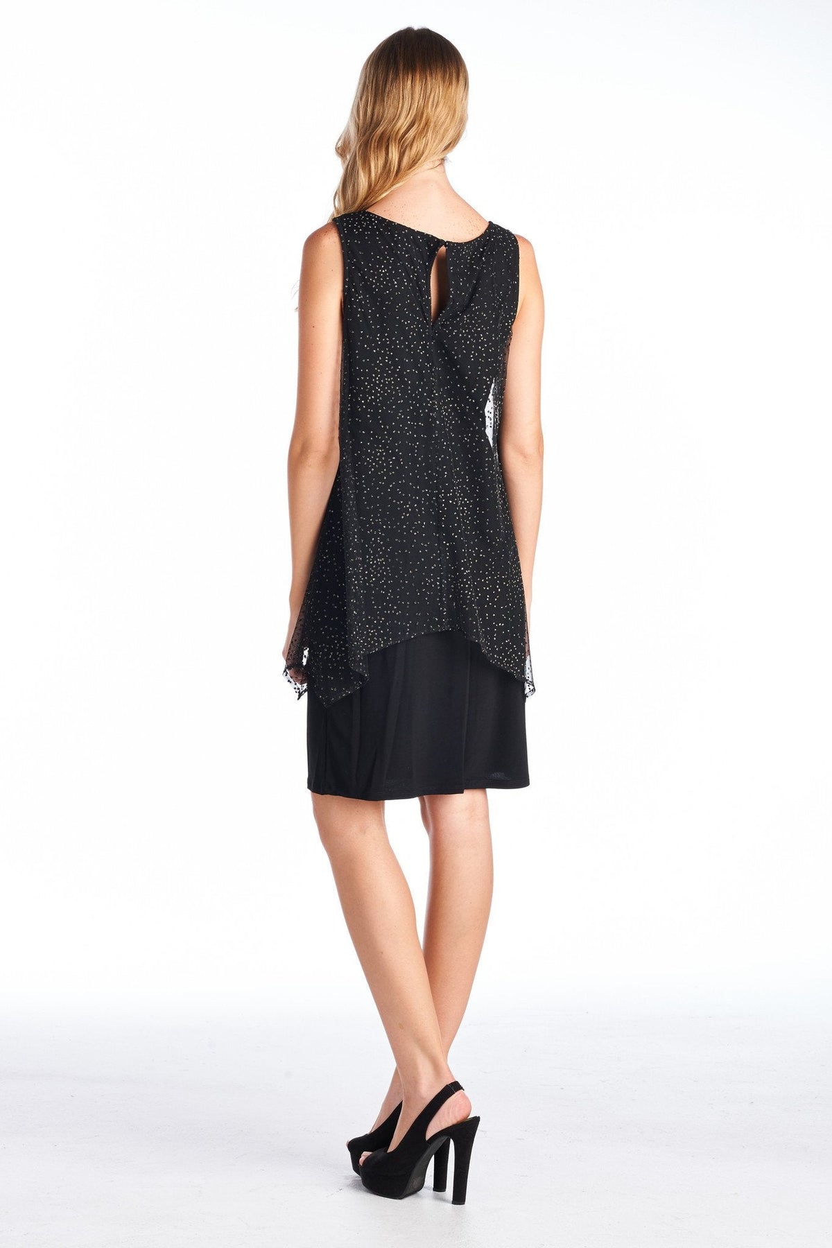 Women's Black/Gold Printed V-Neck Dress Dresses / Evening Dresses - Tophatter Daily Deals
