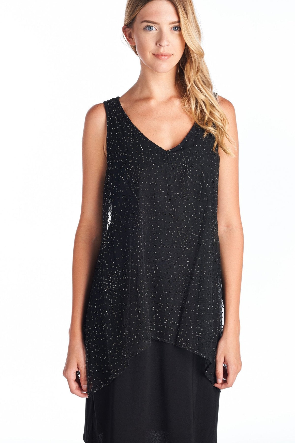 Women's Black/Gold Printed V-Neck Dress Dresses / Evening Dresses - Tophatter Daily Deals