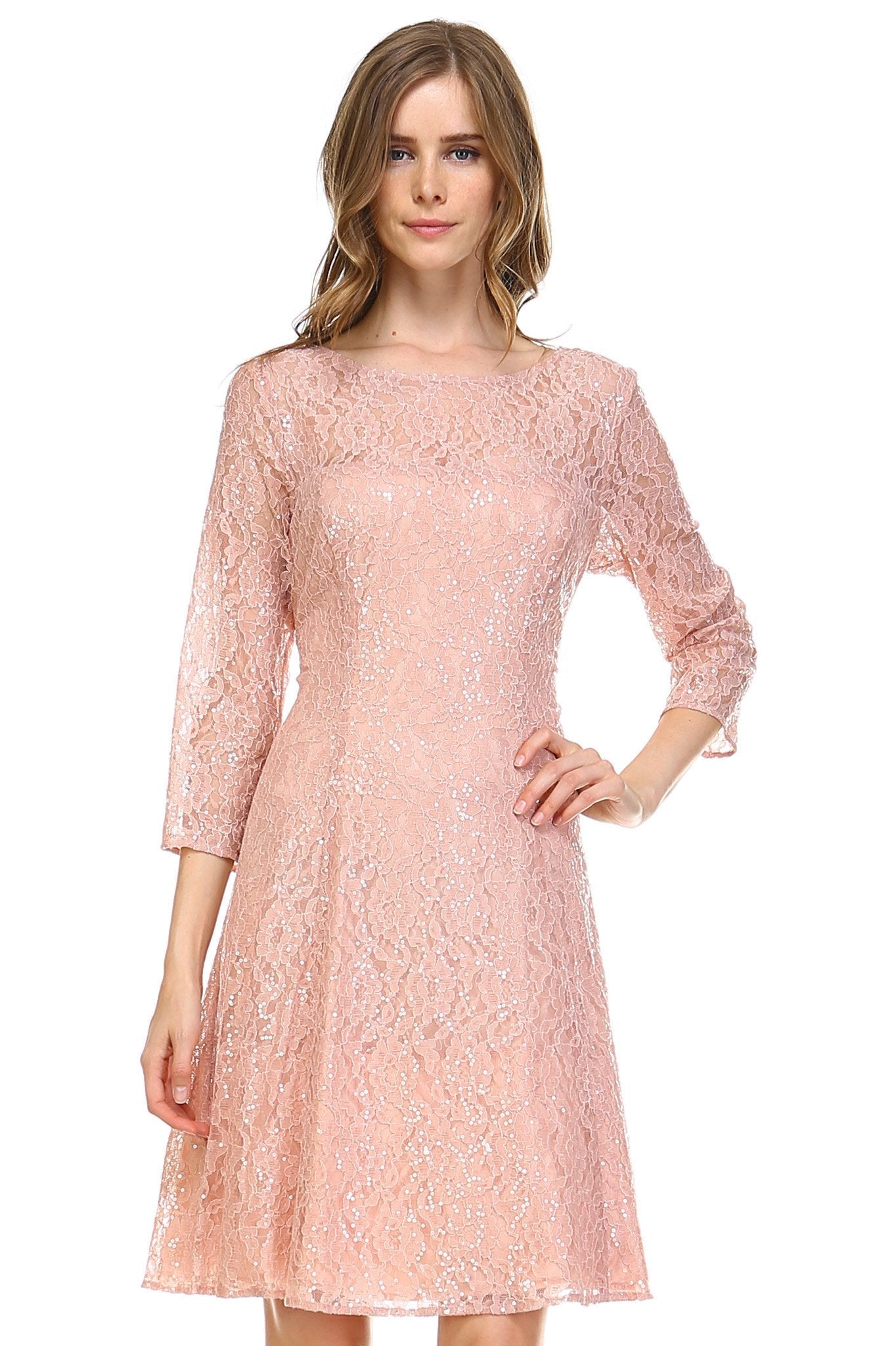 Women's 3/4 Three Quarter Sleeve A-Line Sequin Dress Dresses / Evening Gowns - Tophatter Daily Deals