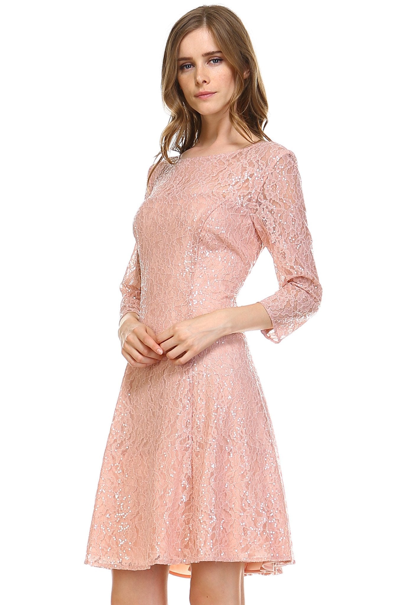 Women's 3/4 Three Quarter Sleeve A-Line Sequin Dress Dresses / Evening Gowns - Tophatter Daily Deals
