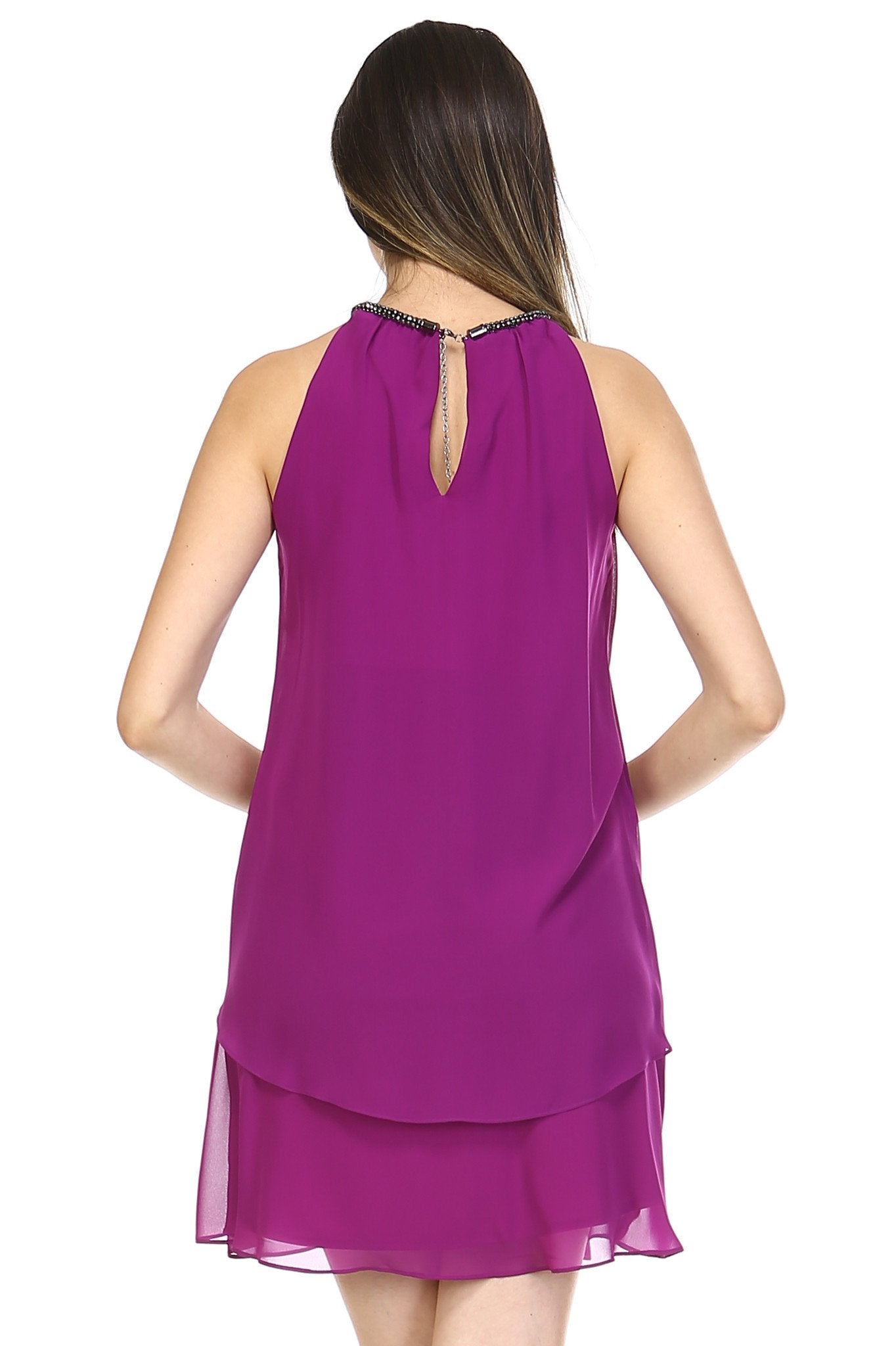 Women's Beaded Neckline Chiffon Dress Dresses / Evening Dresses - Tophatter Daily Deals