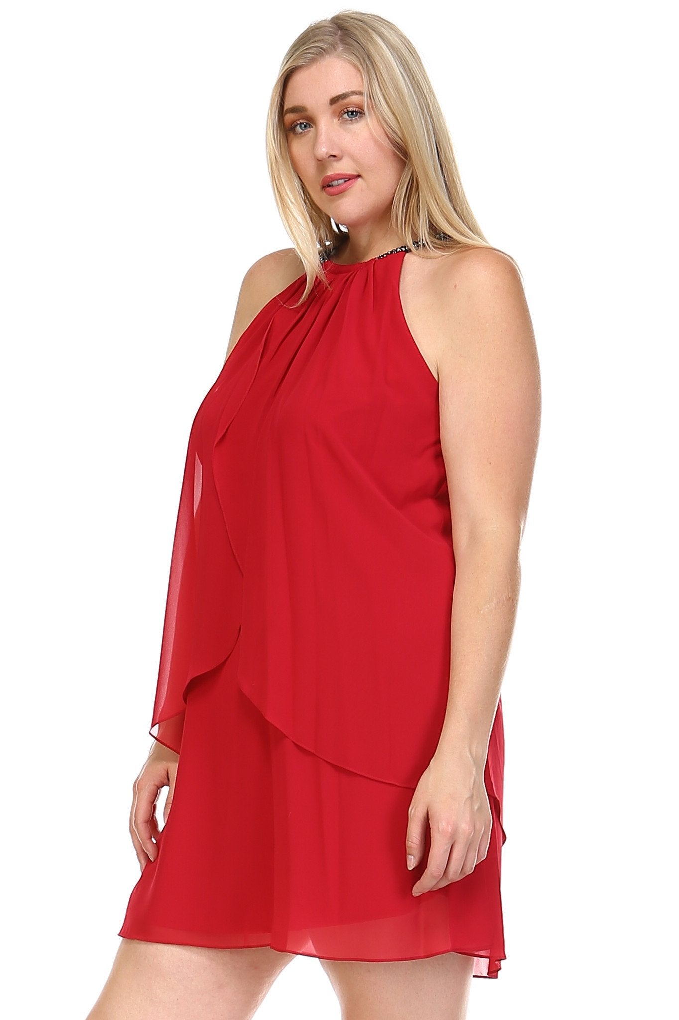 Women's Beaded Neckline Chiffon Dress Dresses / Evening Dresses - Tophatter Daily Deals