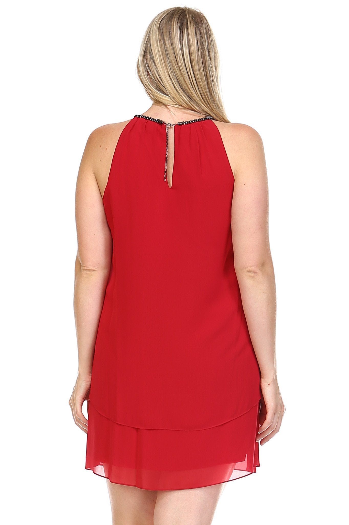 Women's Beaded Neckline Chiffon Dress Dresses / Evening Dresses - Tophatter Daily Deals