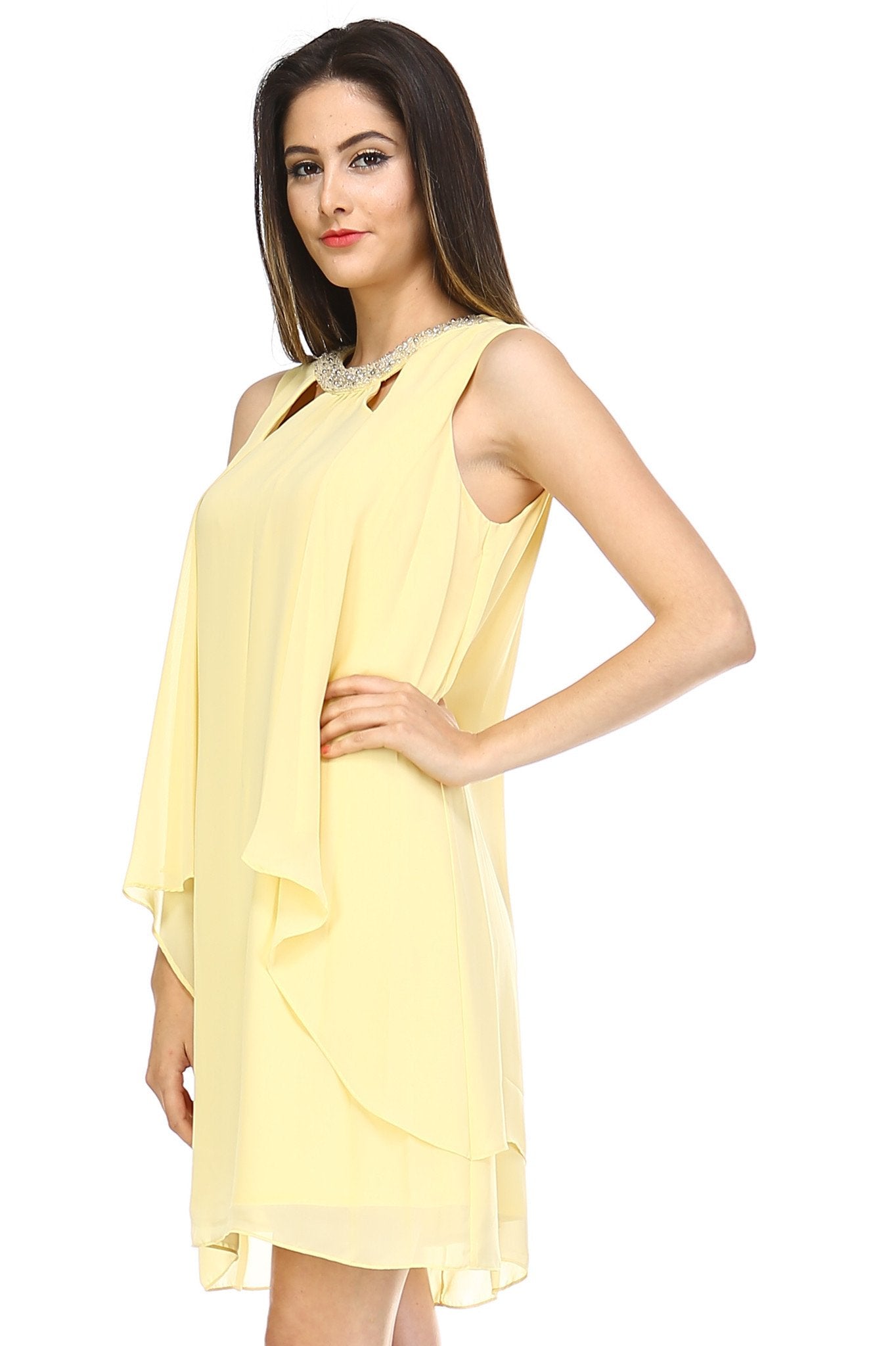 Women's Beaded Neckline Chiffon Dress Dresses / Evening Dresses - Tophatter Daily Deals