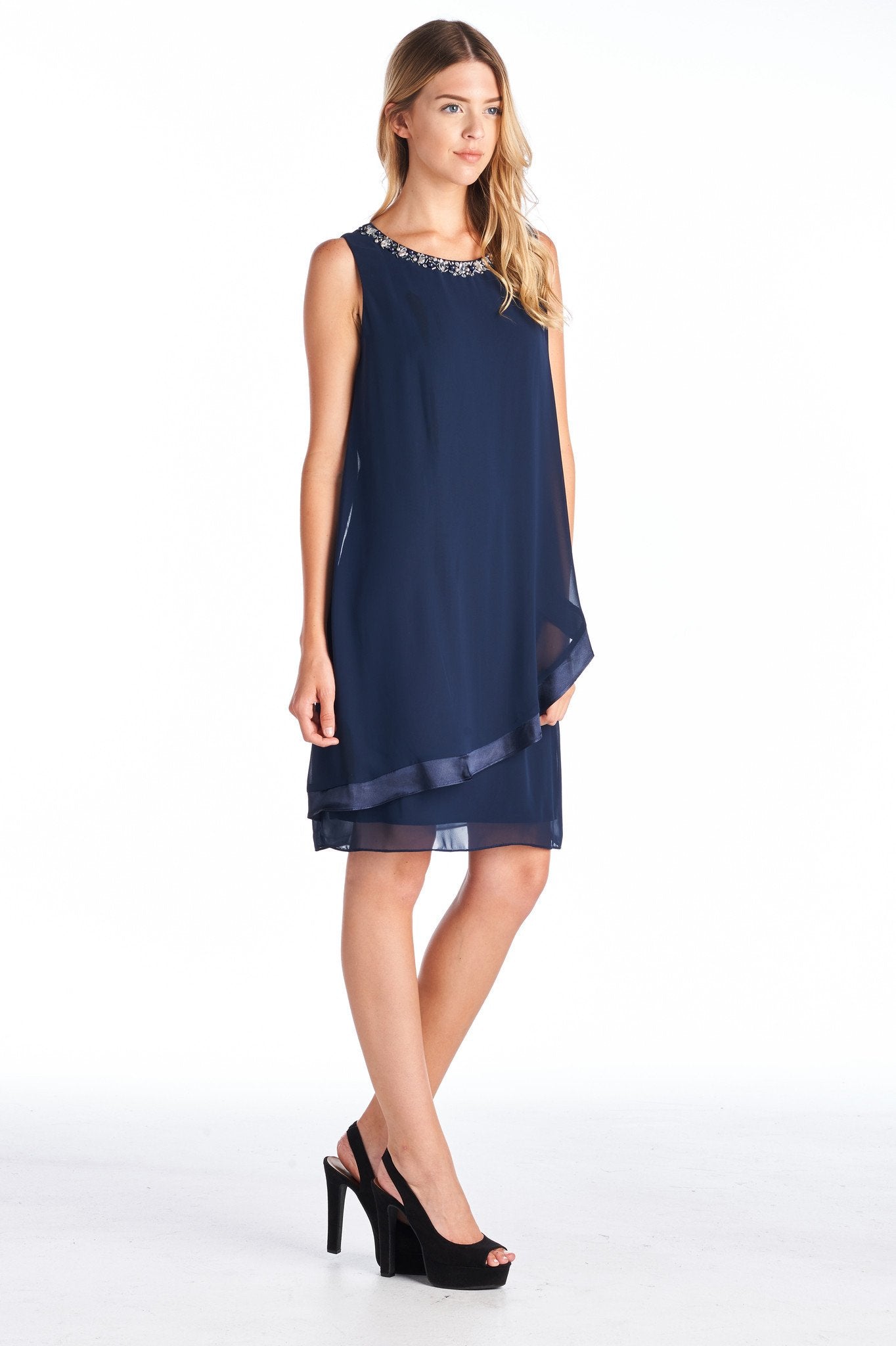 Women's Beaded Neckline Chiffon Dress Dresses / Evening Dresses - Tophatter Daily Deals