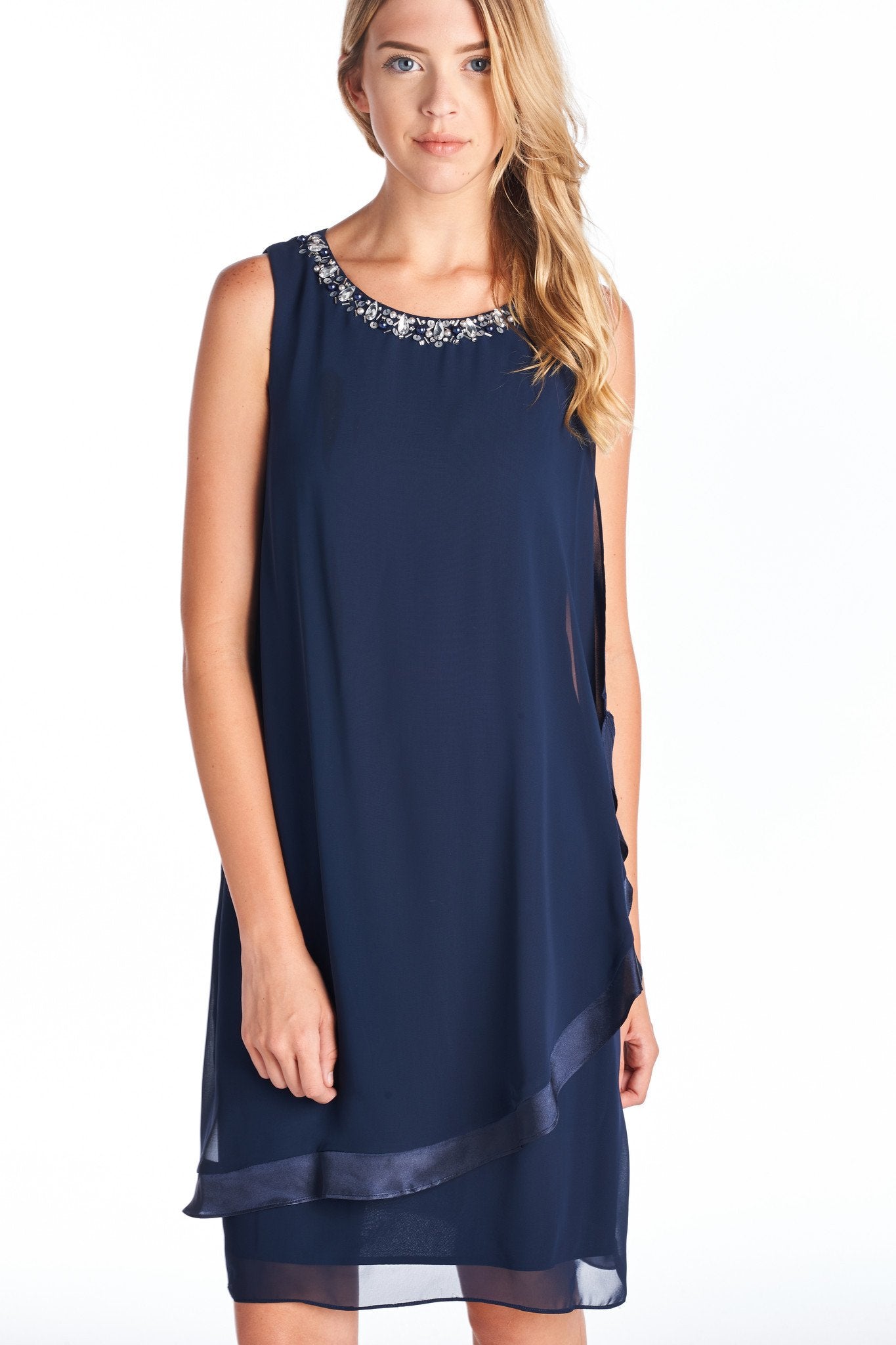 Women's Beaded Neckline Chiffon Dress Dresses / Evening Dresses - Tophatter Daily Deals