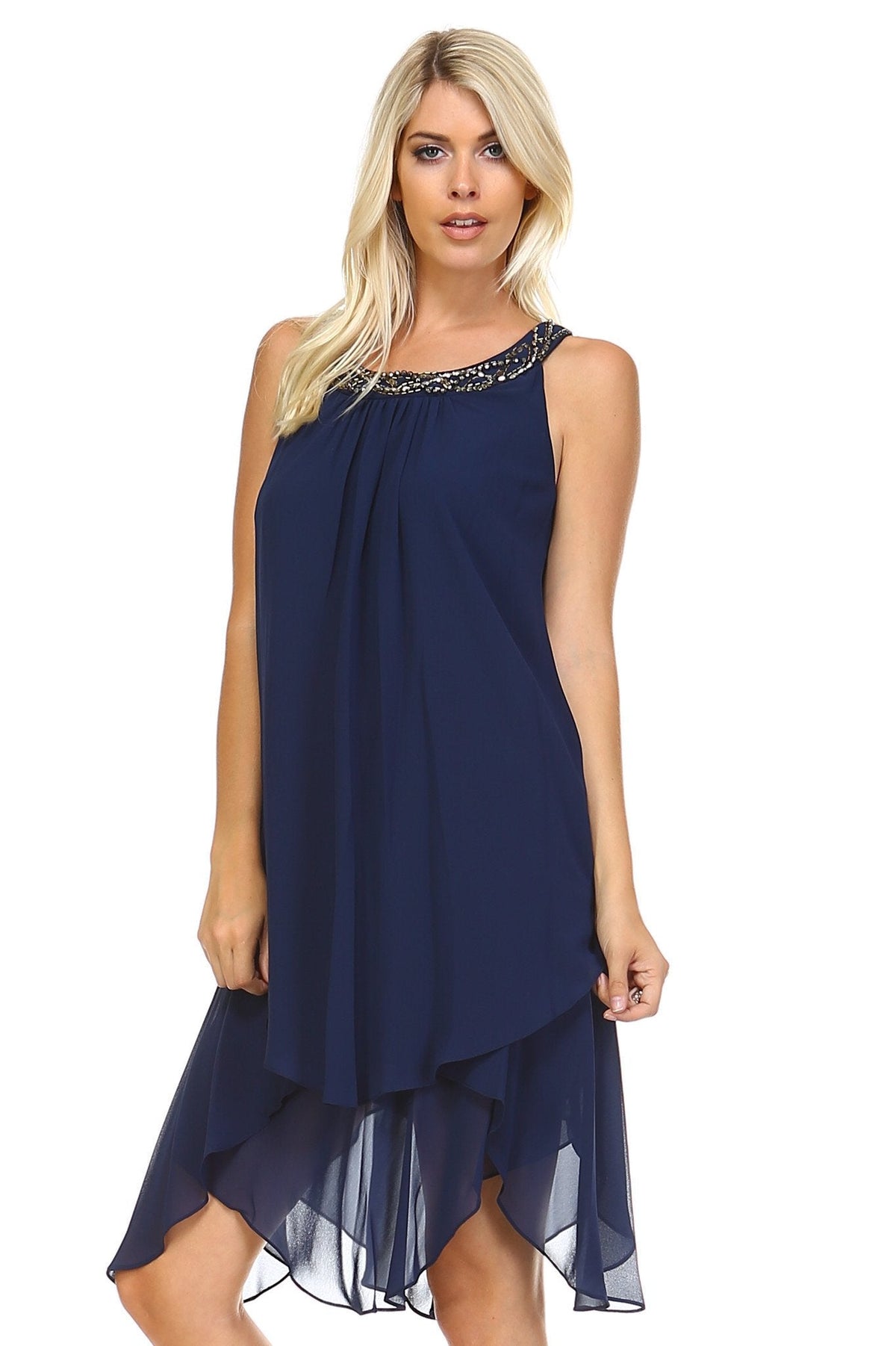 Women's Beaded Neckline Chiffon Dress Dresses / Evening Dresses - Tophatter Daily Deals