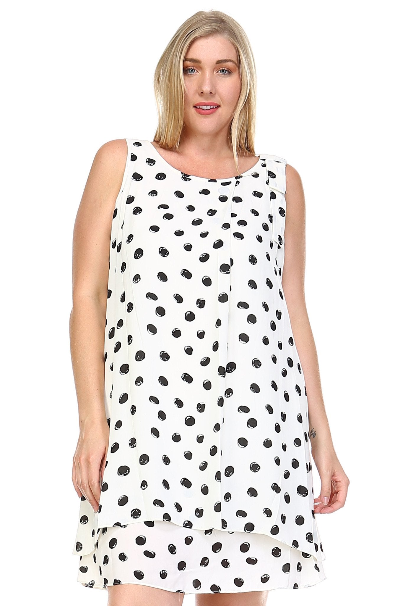 Women's Plus Size Polka Dot Double Layer Dress Plus Size / Dresses - Tophatter Daily Deals