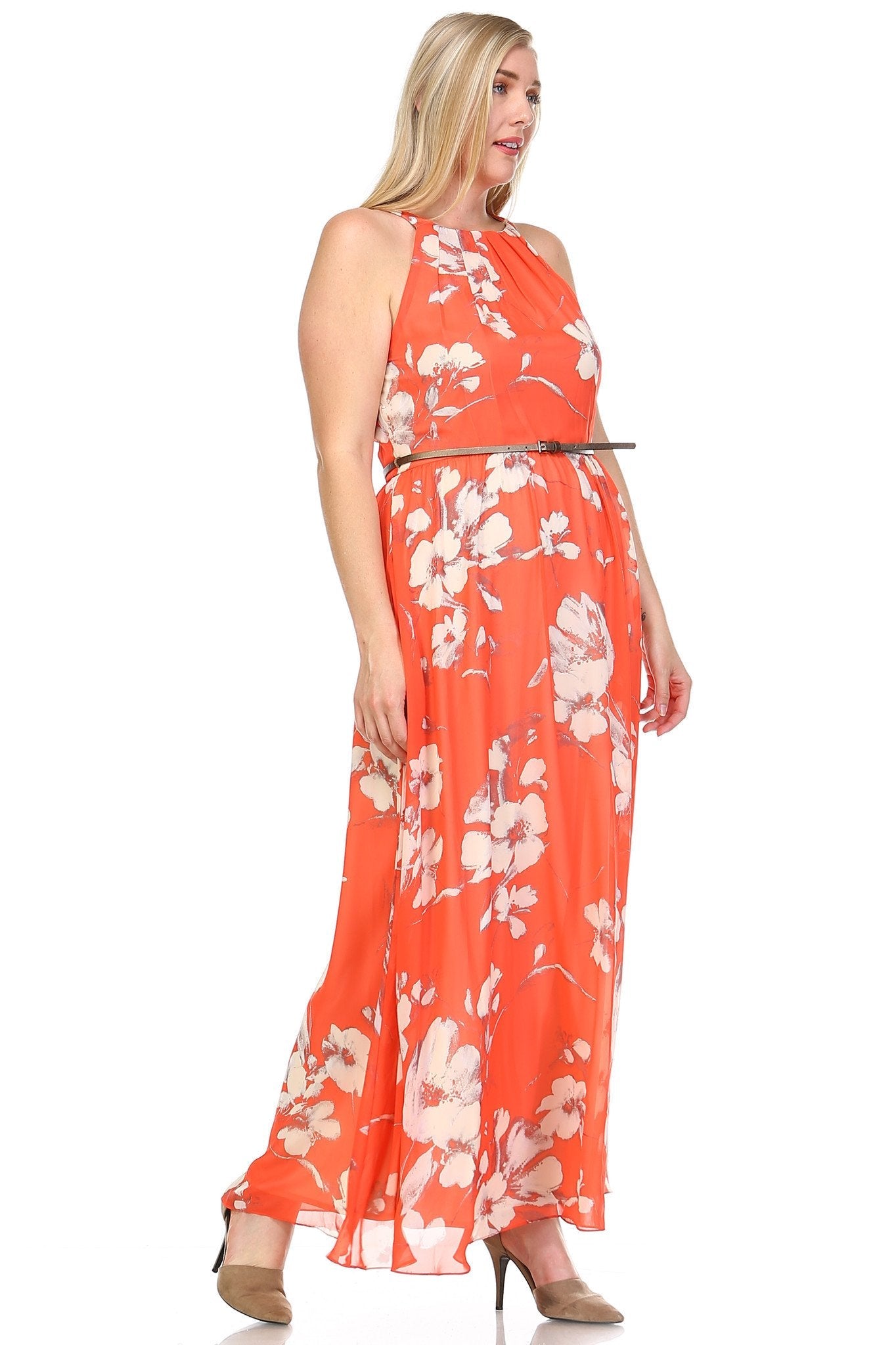 Women's Belted Floral Maxi Dress Dresses / Evening Dresses - Tophatter Daily Deals