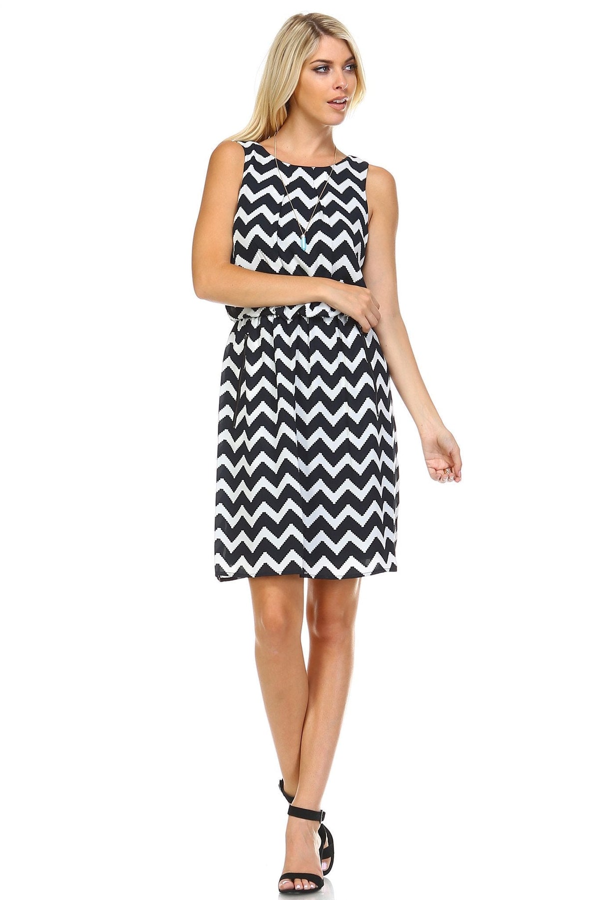 Women's Printed Dress with Side Pockets Black Ivory Dresses / Evening Gowns - Tophatter Daily Deals