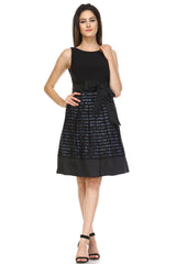 Women's A-Line Waist Tie Textured Dress Black Denim Dresses / Evening Dresses - Tophatter Daily Deals