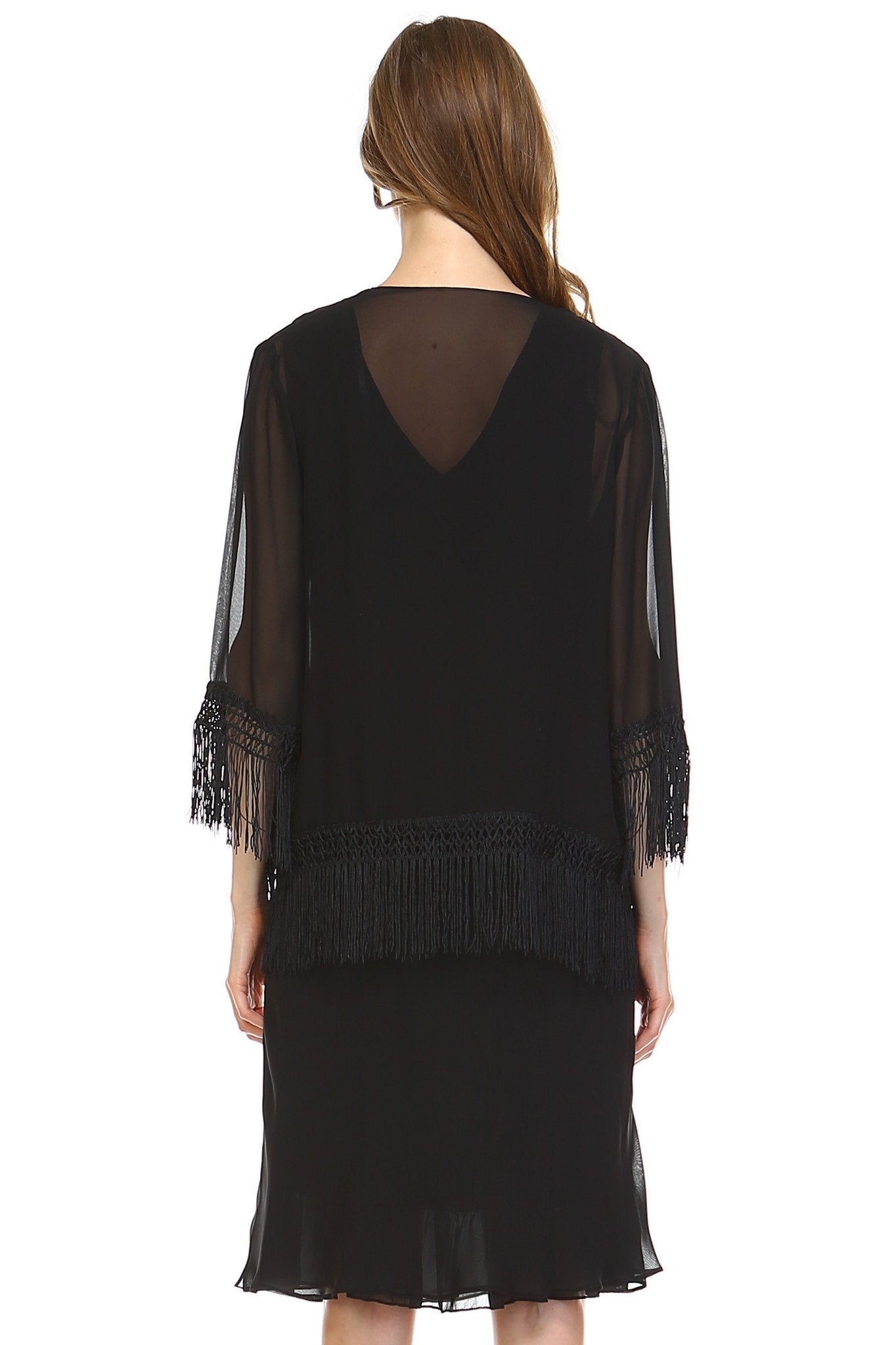 Women's Chiffon Dress with Sheer Fringe Chiffon Cardigan Dresses / Evening Gowns - Tophatter Daily Deals