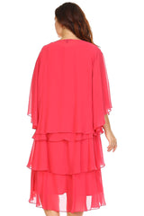 Women's Plus Size Gem Stone Neckline Dress with Chiffon Cardigan Plus Size / Evening Dresses - Tophatter Daily Deals