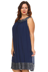 Women's Plus Size Silver Embroidered Neckline Chiffon Dress Plus Size / Evening Dresses - Tophatter Daily Deals