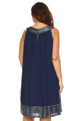 Women's Plus Size Silver Embroidered Neckline Chiffon Dress Plus Size / Evening Dresses - Tophatter Daily Deals