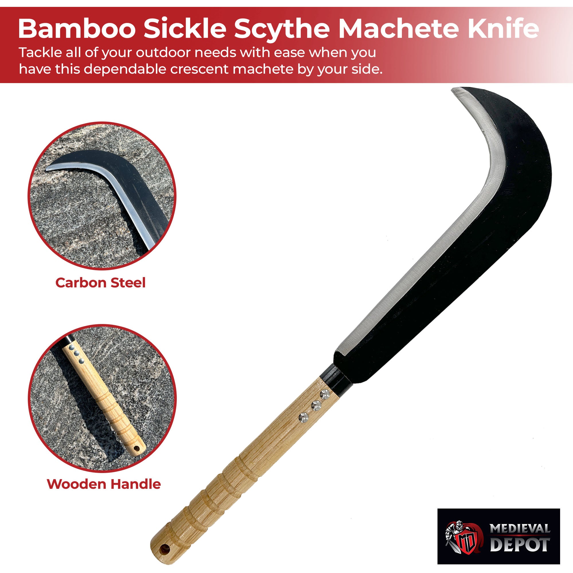 Slasher Crescent Outdoor Bamboo Sickle Scythe Machete Knife Machete - Tophatter Daily Deals