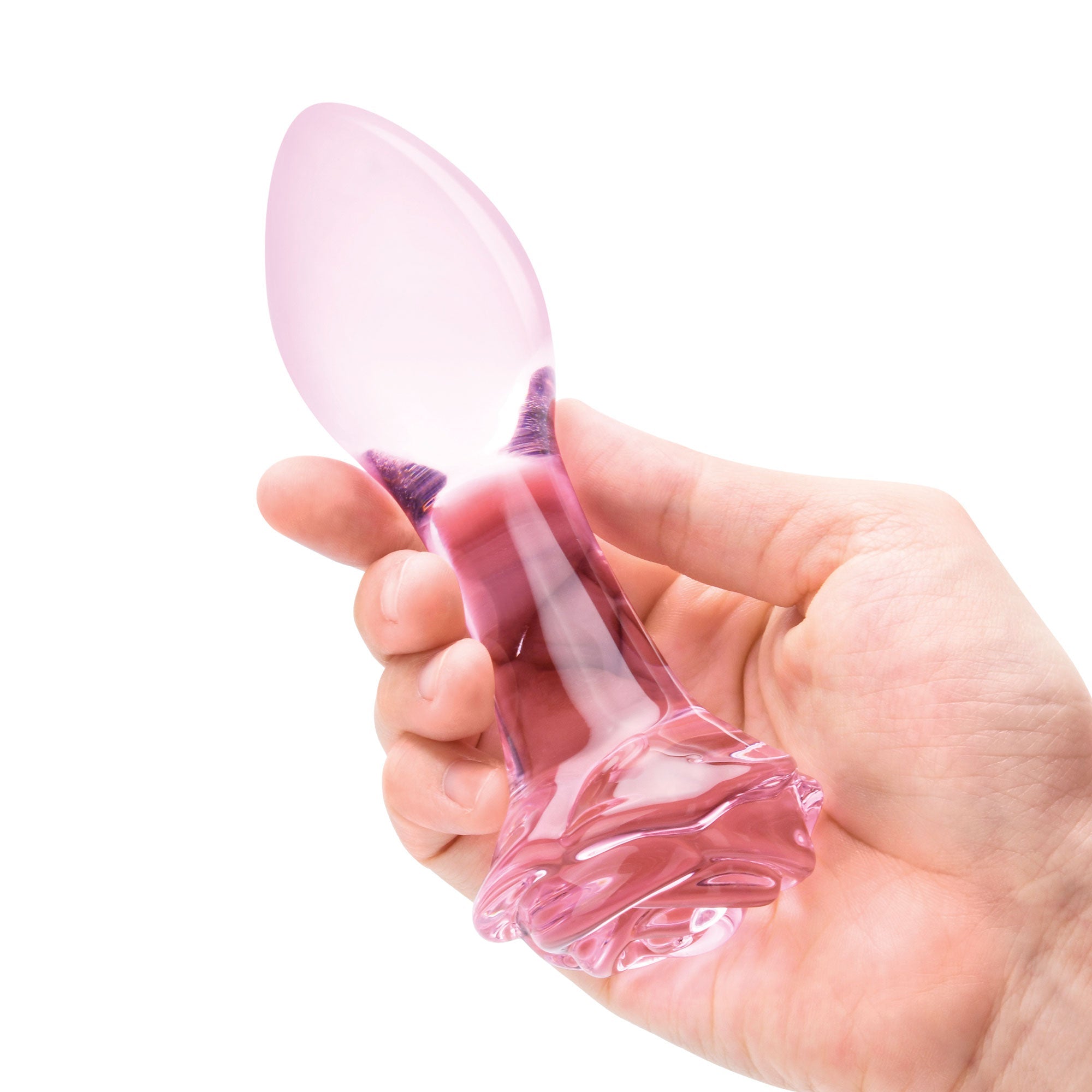Glas 3PC Rosebud Butt Plug Set Pink Handblown Glass Anal Training Set 3.5, 4.5, and 5.5 Inches > Glass > Toys - Tophatter Daily Deals