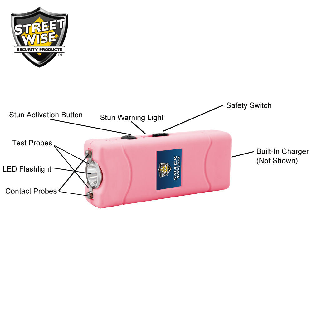 Streetwise Mini Keychain Stun Gun Flashlight Pink SMACK 6,000,000 Volt SD-StunGun - Tophatter Daily Deals