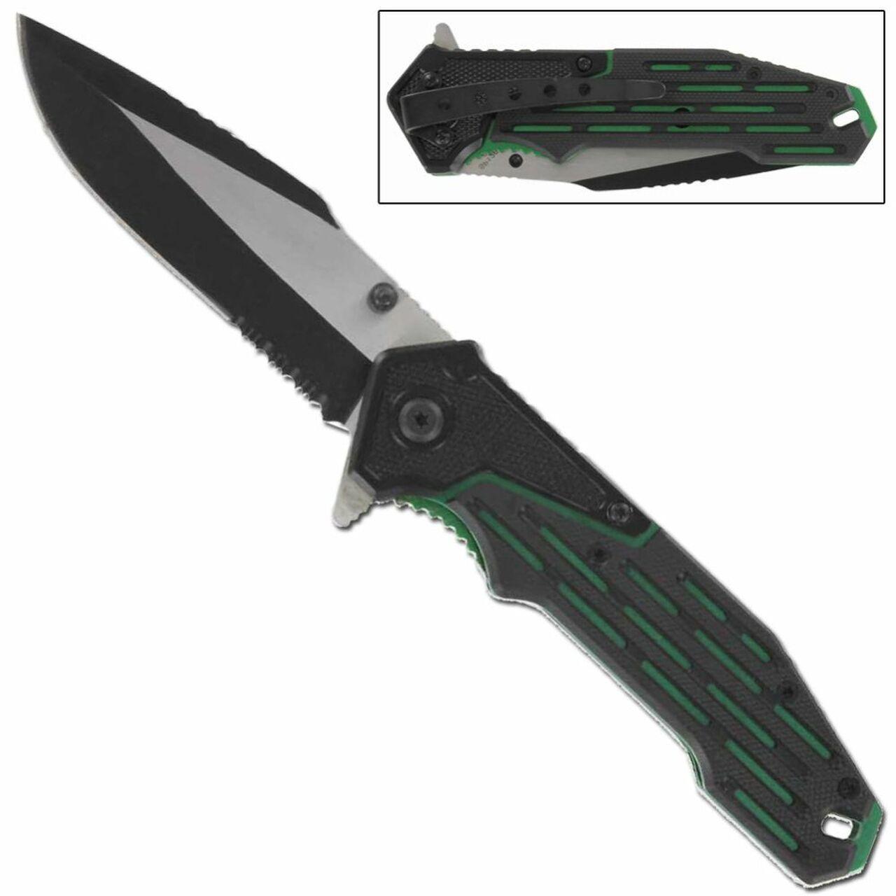 Electrical Charged Green Drop Point Spring Assist Knife Knives - Tophatter Daily Deals