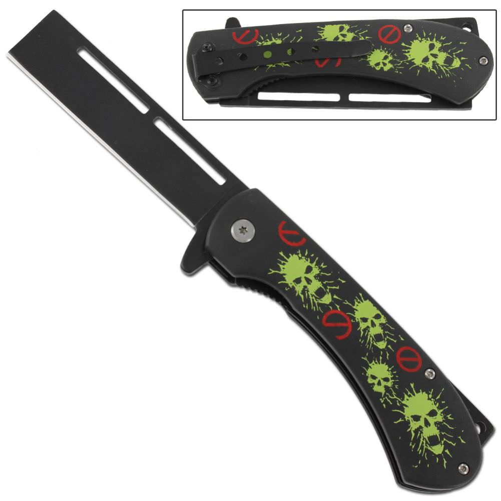 Apocalyptic Hordes Spring Assist Razor Folding Knife - TOPHATTER'S ARMORY DEALS Collectible Weapons - Tophatter Daily Deals