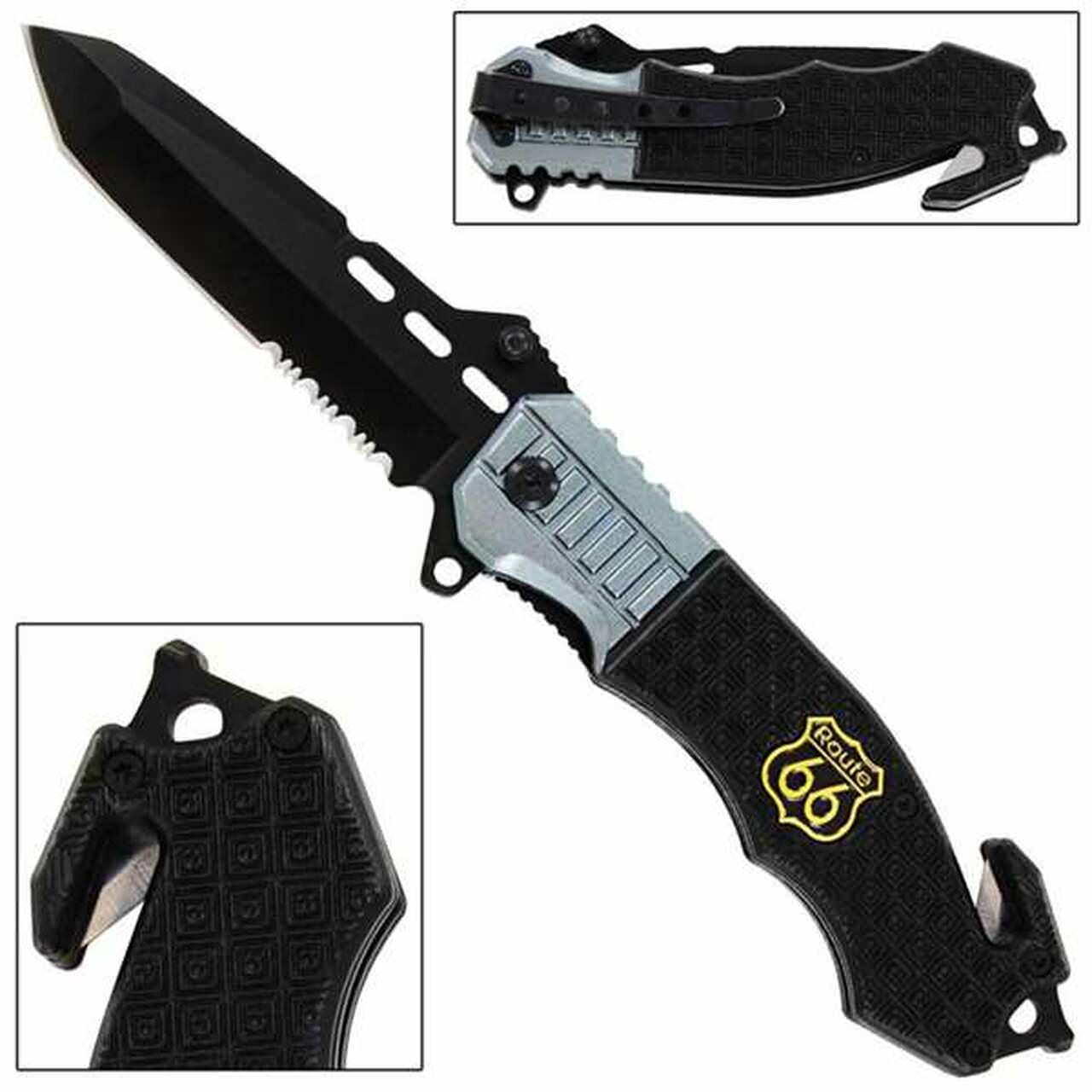 3.5" Blade Route 66 Tactical Spring-Assist Folding Knife - TOPHATTER'S ARMORY DEALS Collectible Weapons - Tophatter Daily Deals