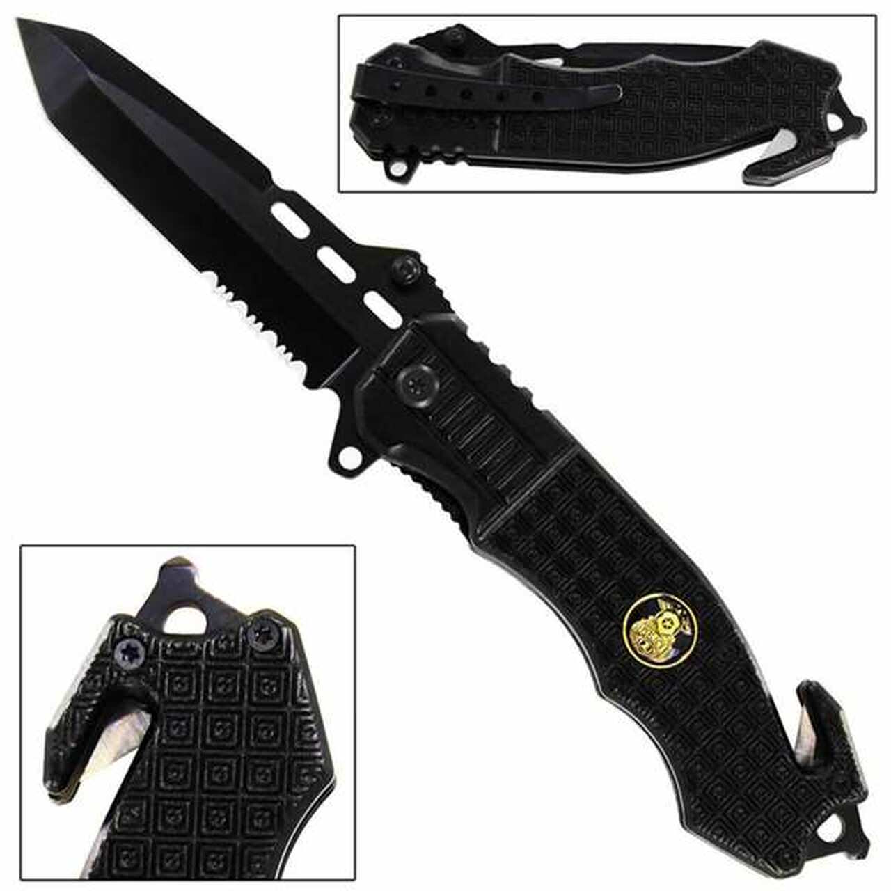 3.5" Blade Police Tactical Spring-Assist Folding Knife - TOPHATTER'S ARMORY DEALS Collectible Weapons - Tophatter Daily Deals
