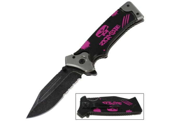Spring Assisted Into the Darkness Zombie Pocket Knife knives - Tophatter Daily Deals