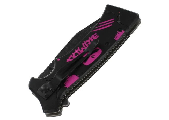 Spring Assisted Into the Darkness Zombie Pocket Knife knives - Tophatter Daily Deals