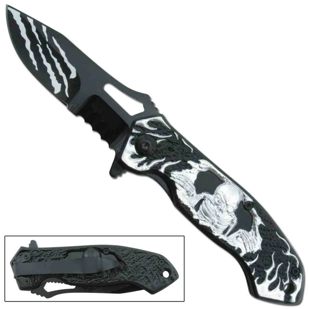 Watcher of Sin 7.75" Spring Assisted Pocket Knife Collectible Weapons - Tophatter Daily Deals