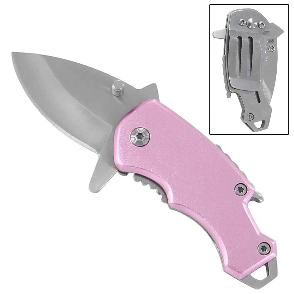 Pocket Money Clip Bottle Opener Pink Ice Spring Assisted Purse Knife - TOPHATTER'S ARMORY DEALS Collectible Weapons - Tophatter Daily Deals