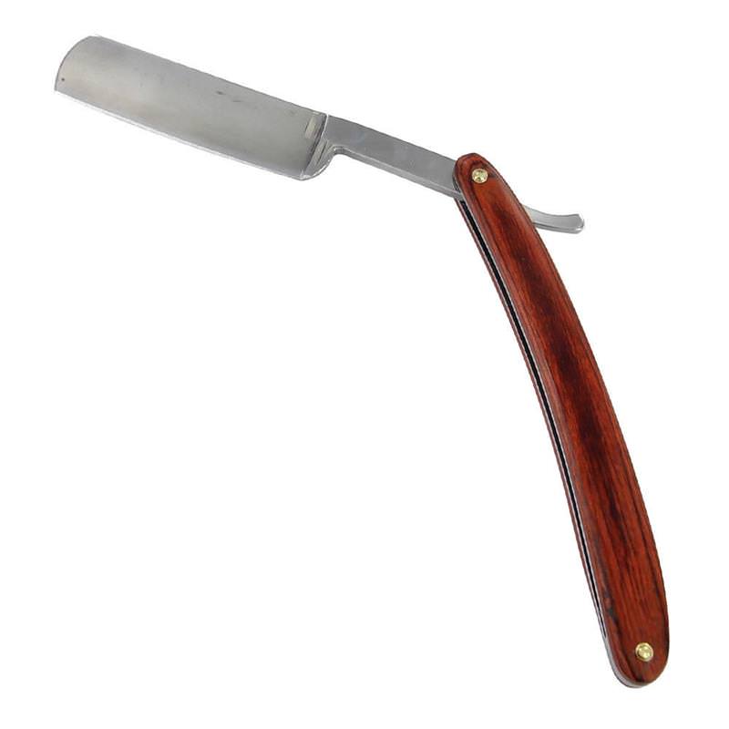 Red Oak Wood Handle Shaving Men's Straight Razor Collectible Weapons - Tophatter Daily Deals